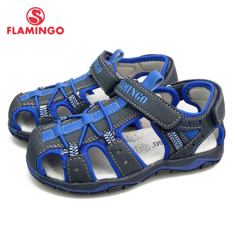 Летняя Брендовая детская обувь FLAMINGO кожаные стельки с закрытым носком размер 25 30