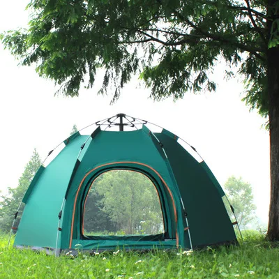 Automatic tent Multi-person outdoor 3-5 people hexagonal tent outdoor camping camping rain tent - Цвет: 1