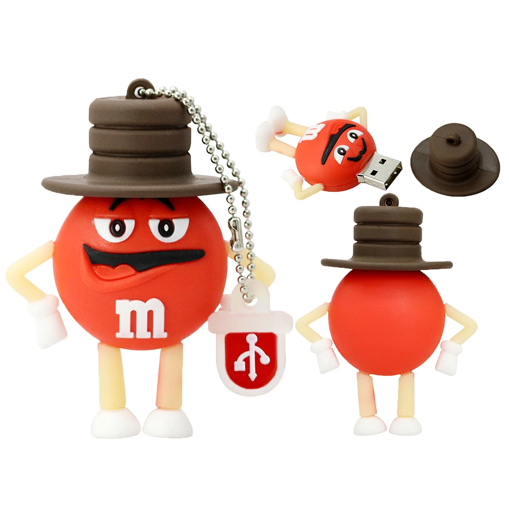 Супер милый USB 2,0 мультфильм шоколад M& M радужные бобы USB флеш-накопитель 4 ГБ 8 ГБ 16 ГБ 32 ГБ 64 ГБ Флешка флеш-карта памяти подарки