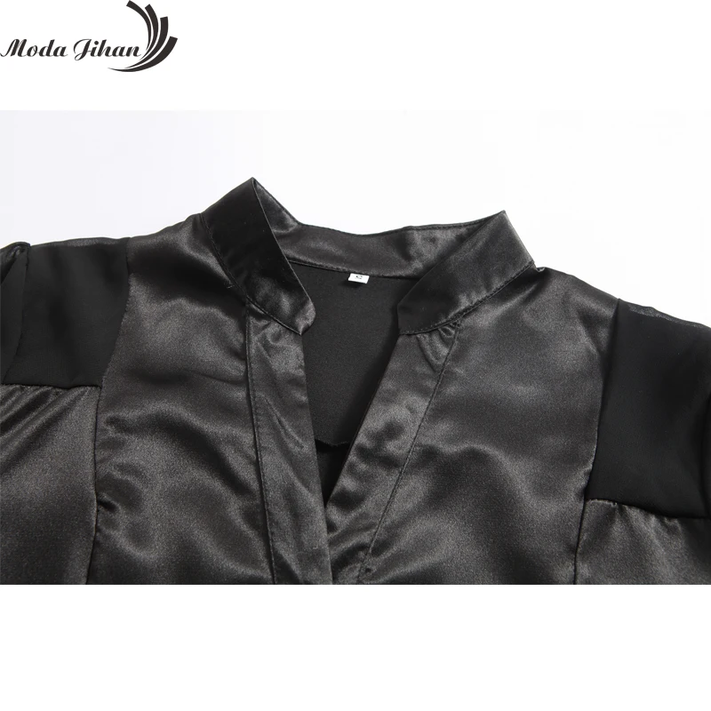 Moda Jihan новый дизайн женские блузки и рубашки белый черный длинный рукав шифон