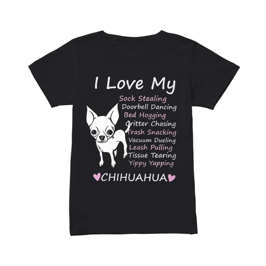 

GILDAN Brand I Love My Sock Stealing Leash Pulling Bed Hogging Yippy Yapping Chihuahua Shirt Summer Men's Short Sleeve T-Shirt