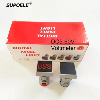 

10PCS/Lot 22mm DC 5-60V LED Digitial Display Red Green Yellow Blue Voltmeter Indicator Light Panel Square Polit Lamps