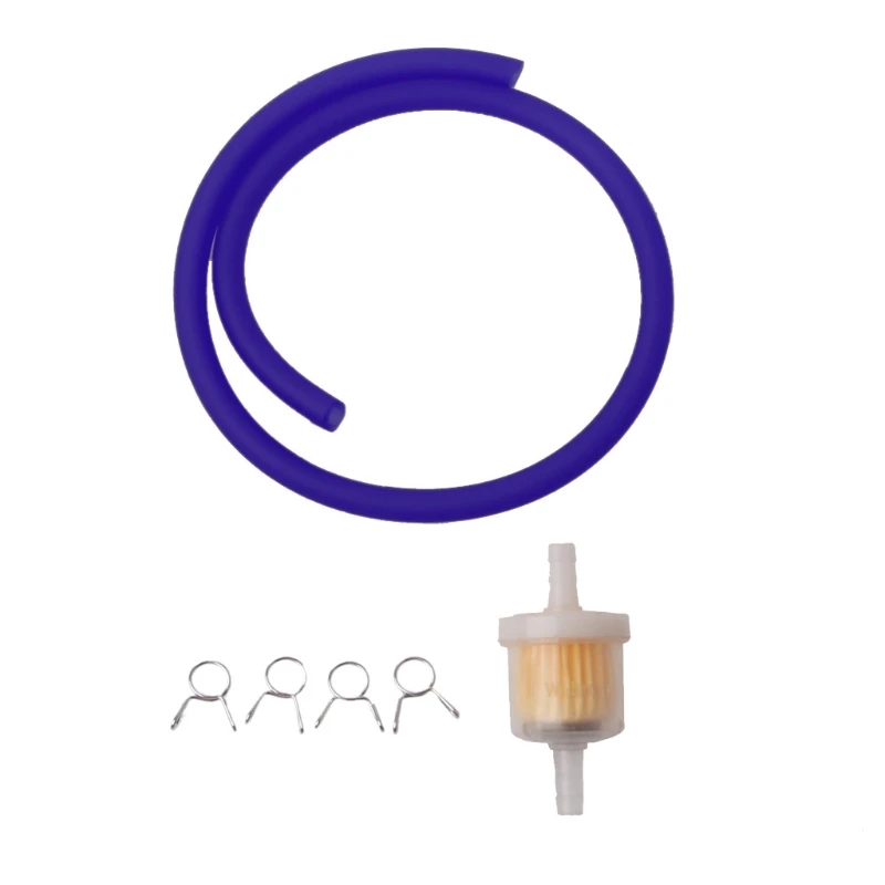 6 мм газовый топливный фильтр бензиновая труба шланг линия+ 4 зажима мото скутер Байк топливо поставка авто поставки - Цвет: Синий