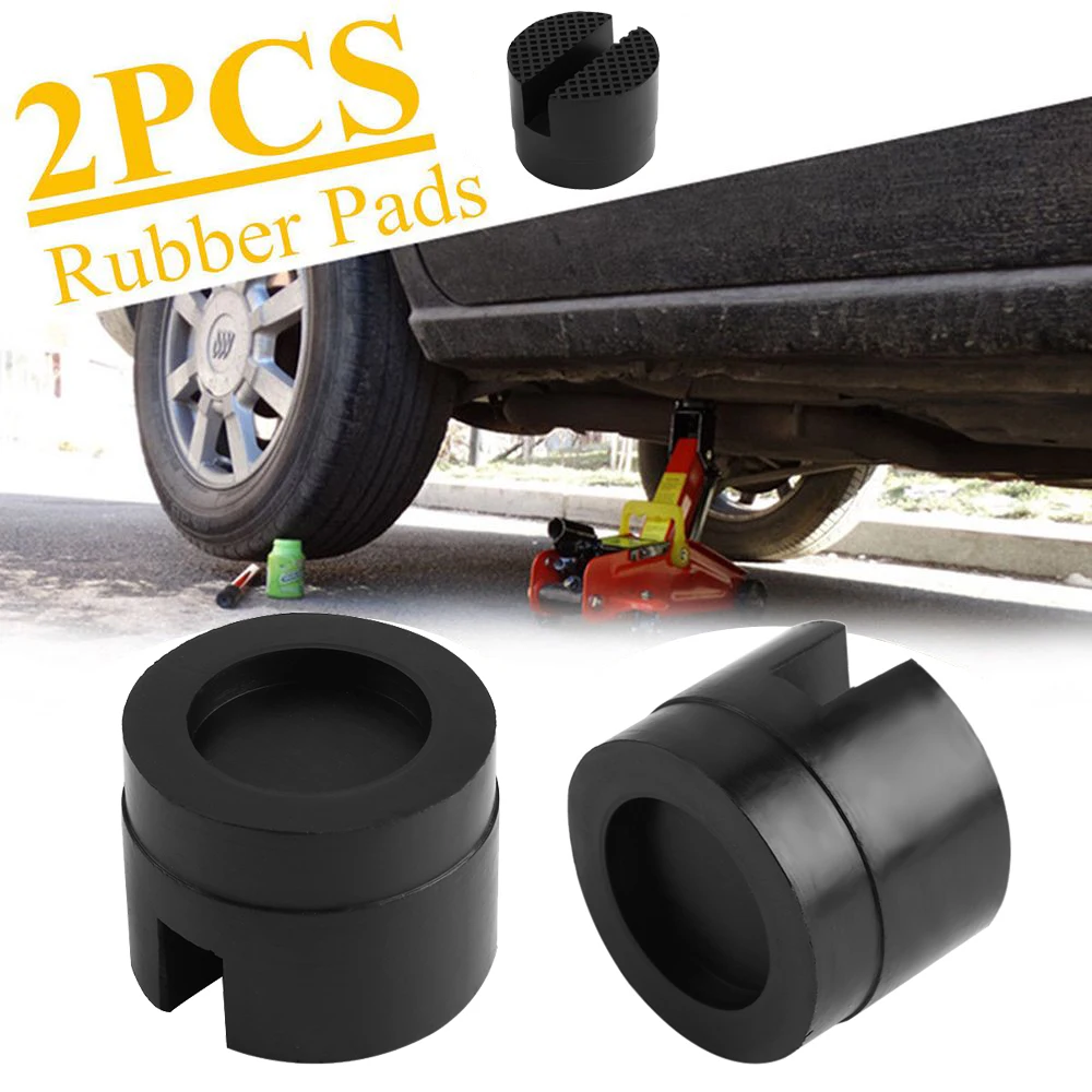 2PCS/SET Car Rubber Pad Hydraulic Black Jack Disk Slotted Frame Rail