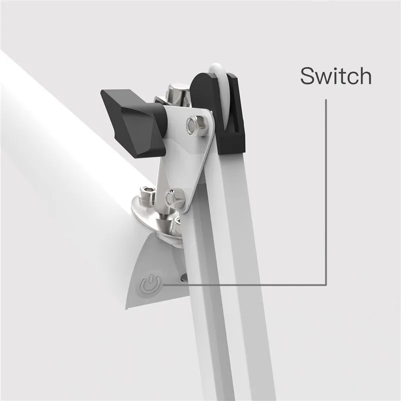 YOUKOYI Office Desk Clamp Lamp 3 Level Dimmer Adjustable Swing Arm Architect LED Table Lamp with US