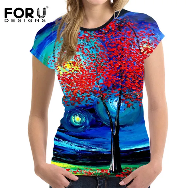 H3411BV FORUDESIGNS/ для женщин короткая футболка 3D Франция Эйфелева башня женщина топы корректирующие футболка эластичный живопись дамы рубашки для мальч - Цвет: H3411BV