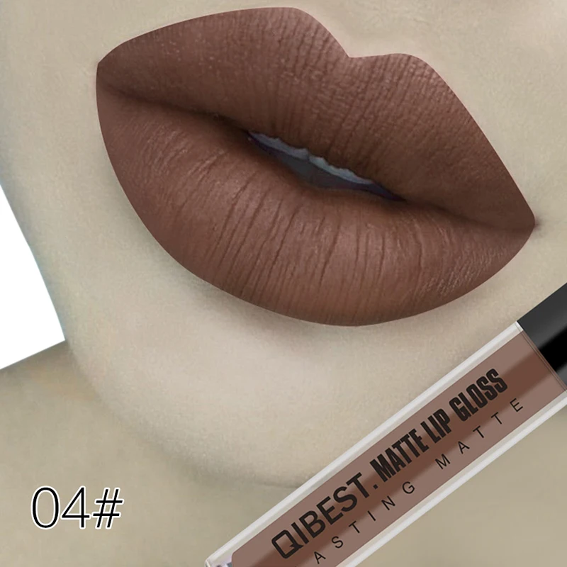 Qibest Matte Lipstick Liquid Nude Batom Mate Makeup Waterproof Liquid Lipstick Long Lasting Lip Tint Matte Cosmetic No-stick Cup - Цвет: 4