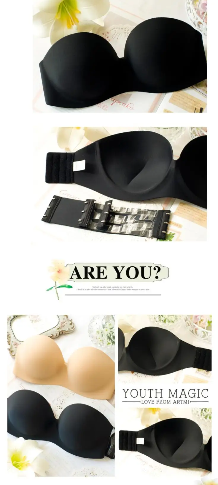 Seamless Bras Strapless Push Up Bra Open Back Brassiere Transparent Belt Backless Underwear Sexy Demi Intimate Girl Lingerie New