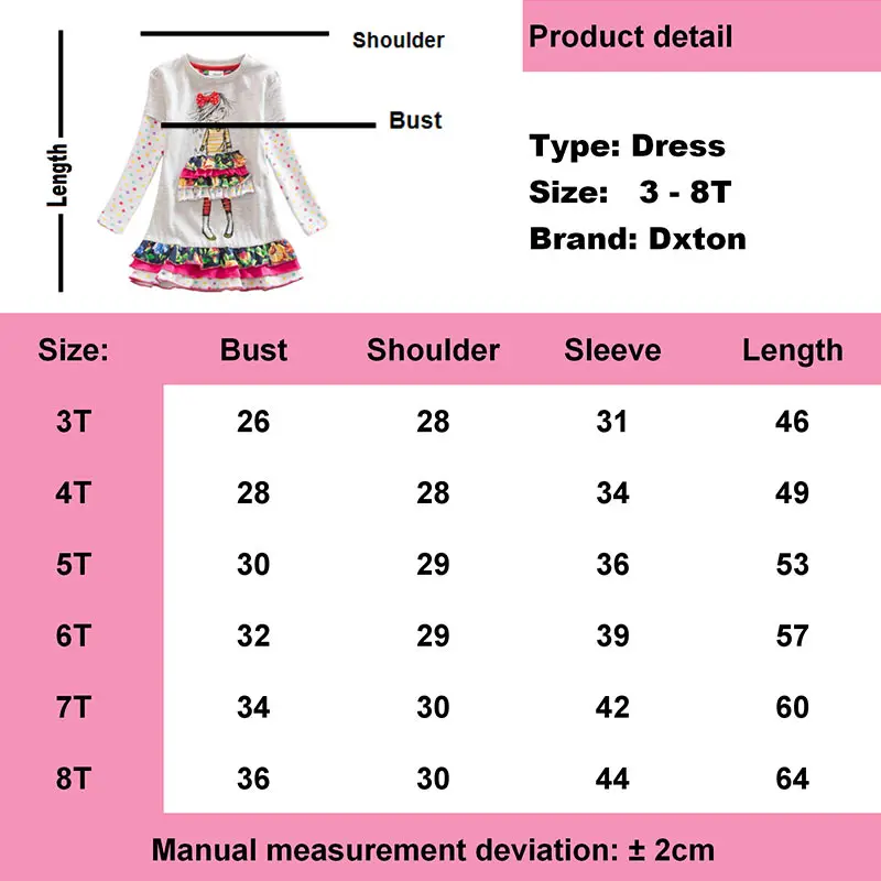 Платье для девочек Dxton, детский костюм принцессы для рождественских праздников, повседневное зимнее платье для девочек 2–8 лет, LH3660