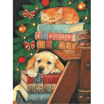 

5D Diamond Embroidery cat dog book Diy Diamond Painting Cross Stitch Needlework Mosaic Full Rhinestone handmade Home Decor
