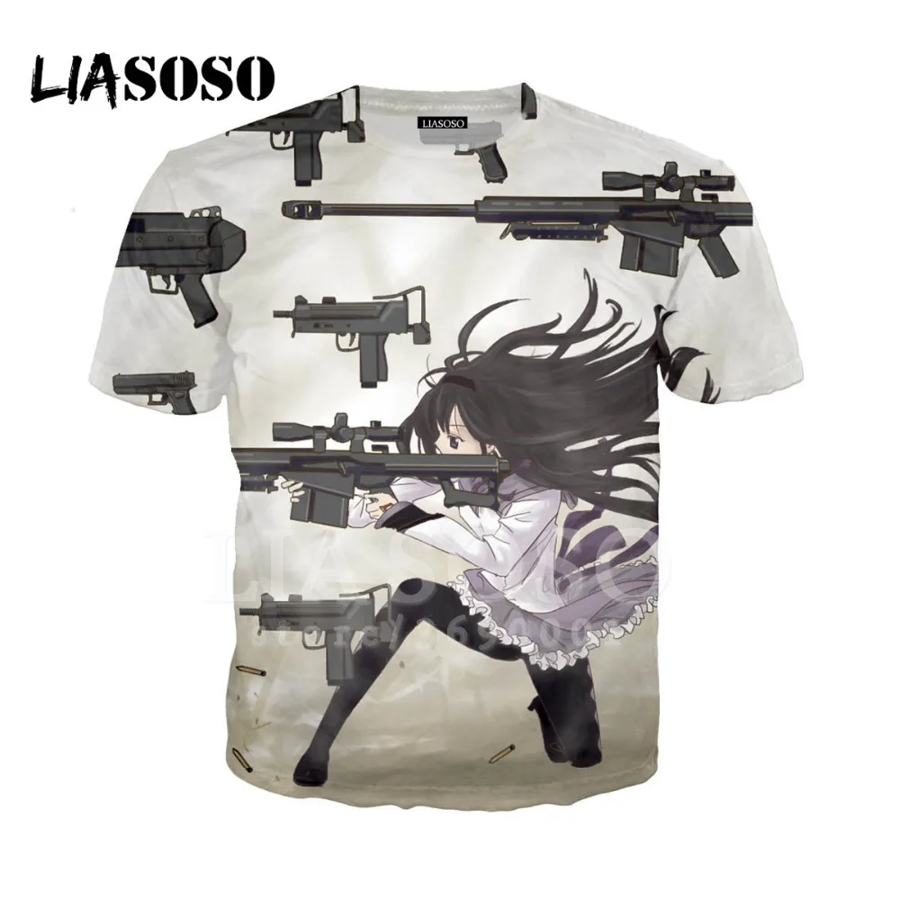 

LIASOSO 3D Print Women Men Anime Puella Magi Madoka Magica Cosplay SEXY Girls T shirt Summer T-shirt Casual Short Sleeve X1496