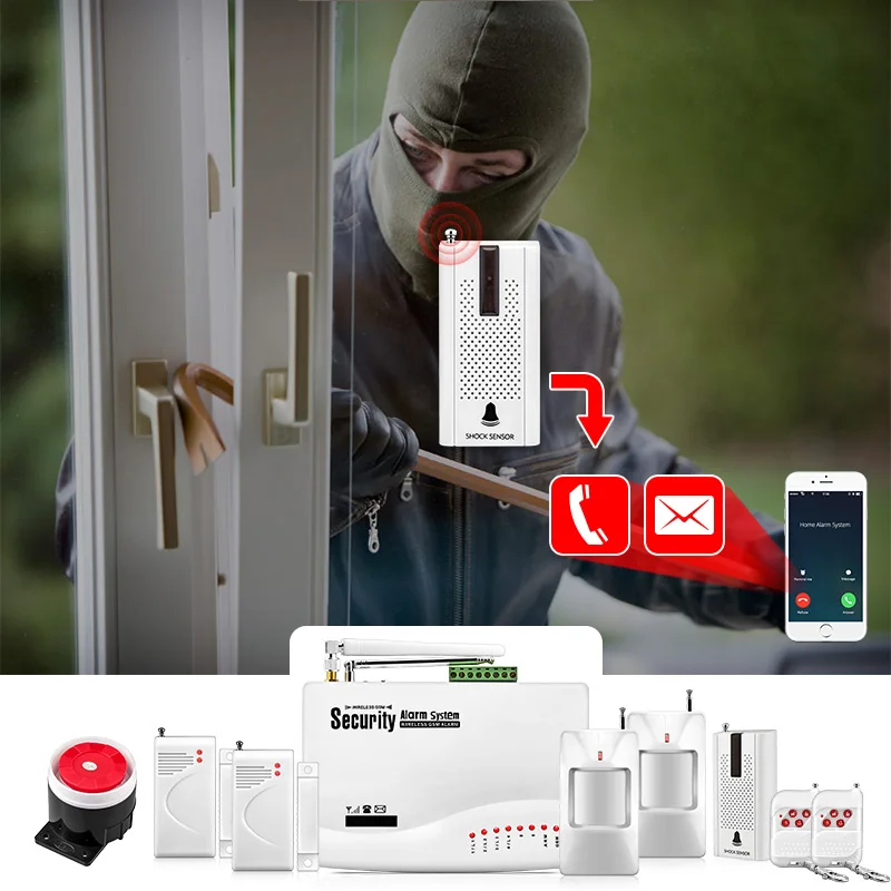 FUERS inalámbrica GSM sistema de alarma antirrobo casa inteligente garaje Detector Sensor de movimiento/Rusia Inglés voz de seguridad Dial Auto DIY kit de