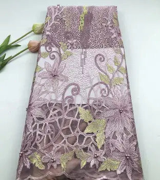 

Latest Nigerian Tulle Lace 2019 French Net Beaded Lace Fabric For Nigerian Wedding Embroidery African Lace Fabric HuasiMAY262