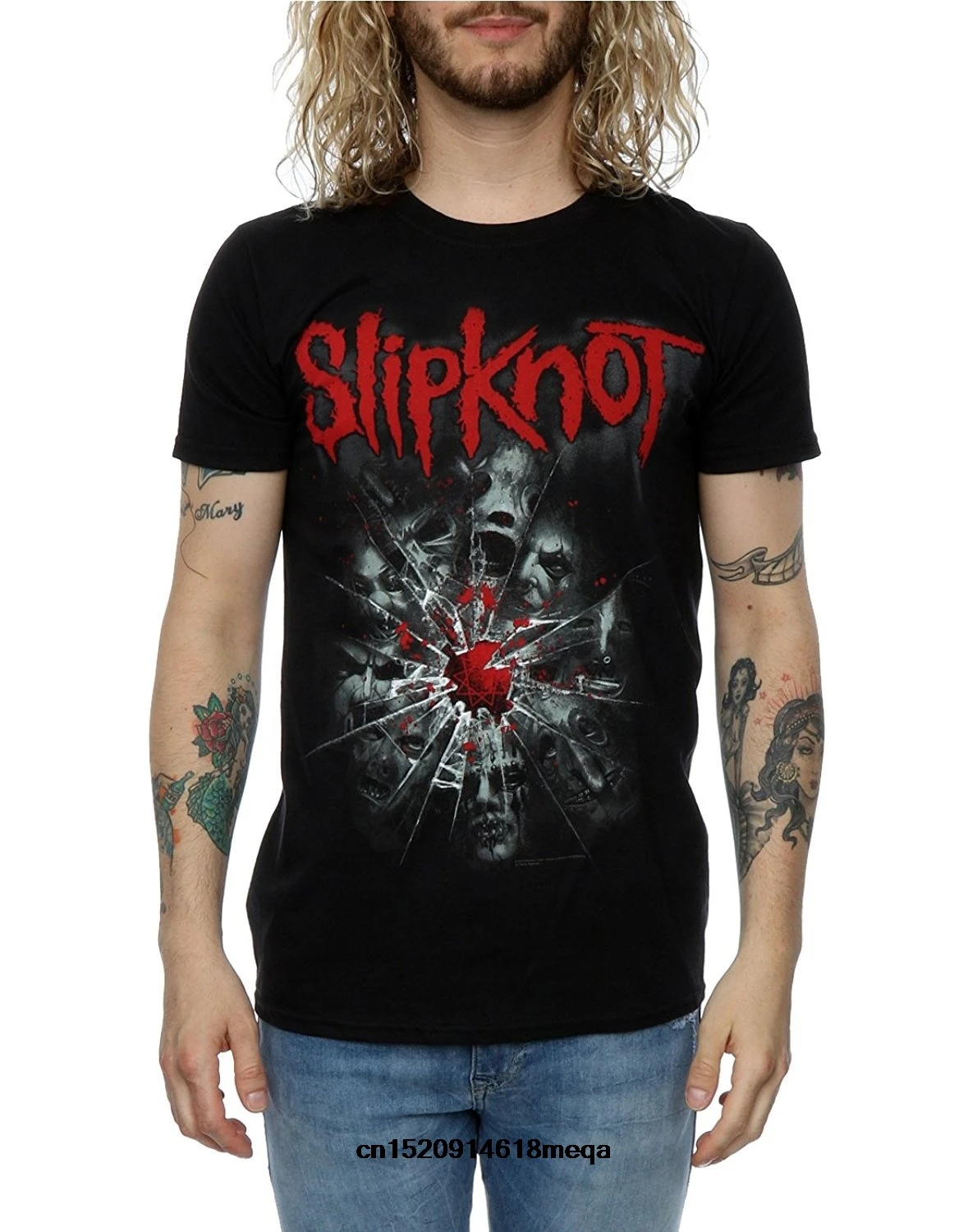 Футболка мужская футболка модная с принтом Slipknot разбитая (черный) забавная