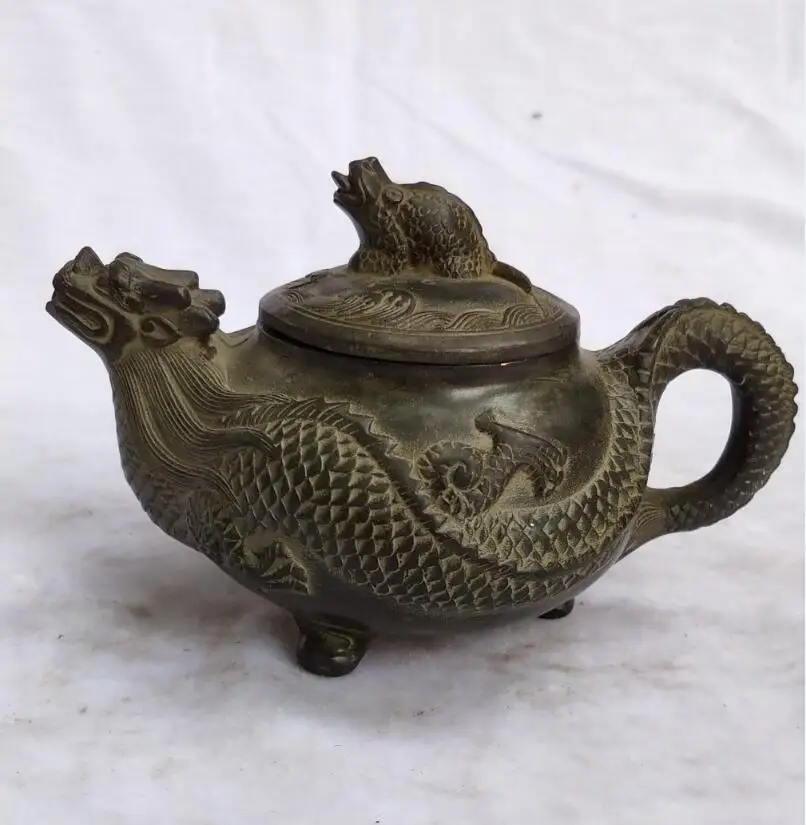 

Antique collection chinese handmade old bronze dragon Tea pot home art decoration pot 00011