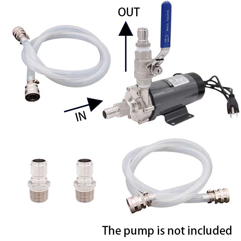 Transfer Pump Quick Connect Kit Homebrew Pump Accessories Food Grade Silicone and Stainless