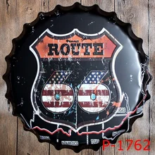 

40cm Route 66 Shabby Beer Bottle Cap Retro Decorative Plates Bar Roadside Metal Poster Painting vintage home decoration
