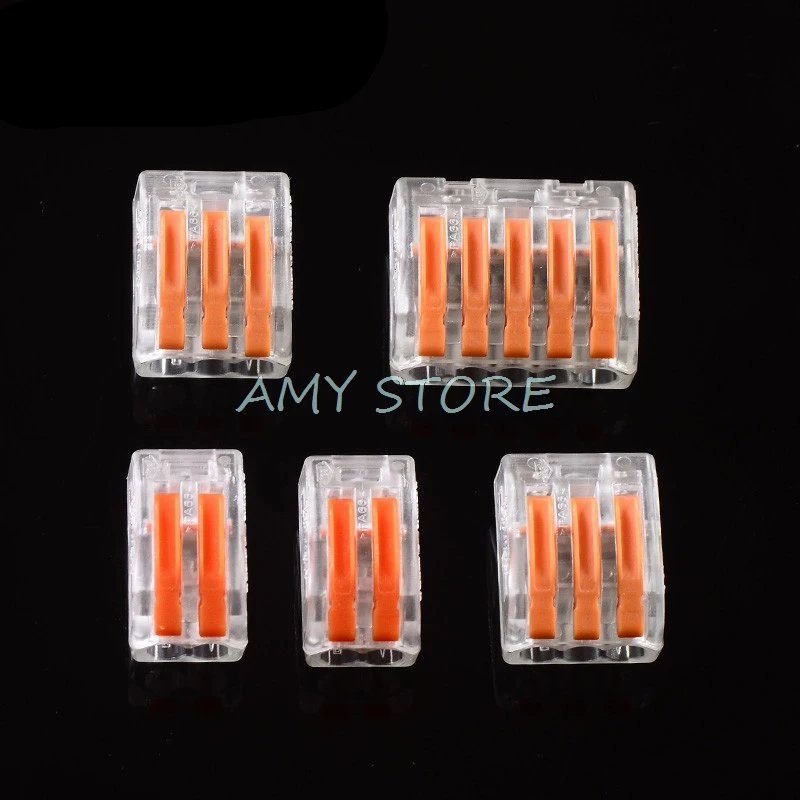 

10Pcs Wago Type Wire Connector Compact Clamp 222 Series Cage Spring Universal Fast Conductors Terminal Block 2 3 5 Ways
