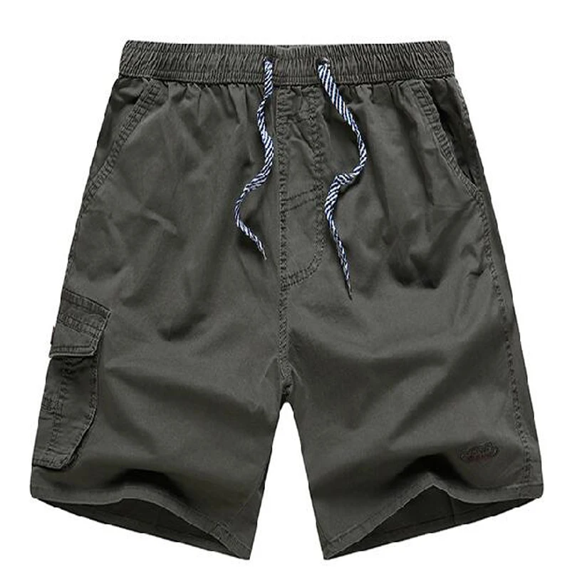Summer 2016 Elastic Waist Beach Short Men Leisure Loose Cargo Men Short Pants Cotton Brand Bermuda