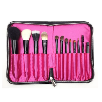 

Black 12 Pockets Makeup Brush Holder Case Bag Zipper Artist Belt Strap Cosmetic Brush Makeup Brushes PU Holder Apron Bags