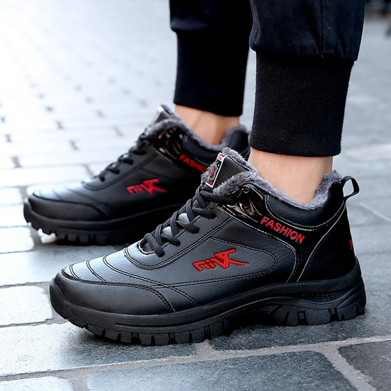 Winter Men Old Elderly Outdoor Hiking Shoes Plush Warm Sneaker Black Male Fitness Snow Boots Trekking Jogging zapatos waterproof