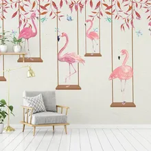 Современный минималистский мультфильм Розовый фламинго личность детская комната мальчик девочка комната фон стены фото гостиная ТВ обои