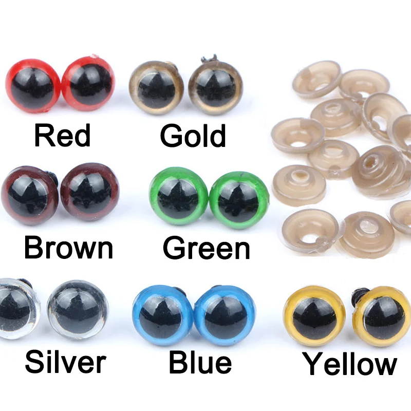 100PCS Colorful 10mm Plastic Safety DIY Doll Toy Eyes For Animal Puppet Crafts Amigurumi Bear Dolls Accessories with Washers doll accessories plush doll accessories doll eyes