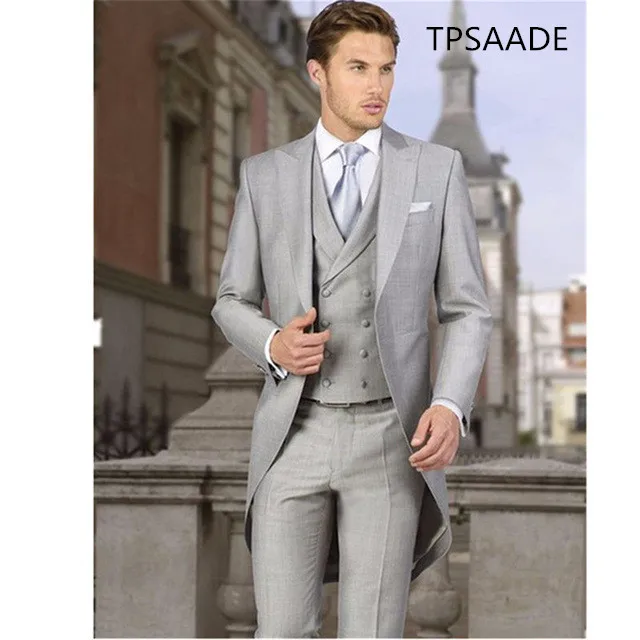Классические светло-серые мужские костюмы деловые люди пионер тонкий вариант Свадебный костюм платье жениха 3 комплекта