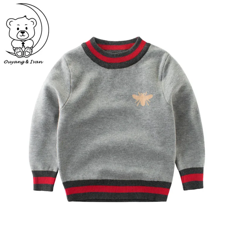 

Ouyang&Ivan Bee Pattern Casual Style Autumn Knitted Boys Sweaters Students Children Clothes O-neck kids Thick christmas sweater