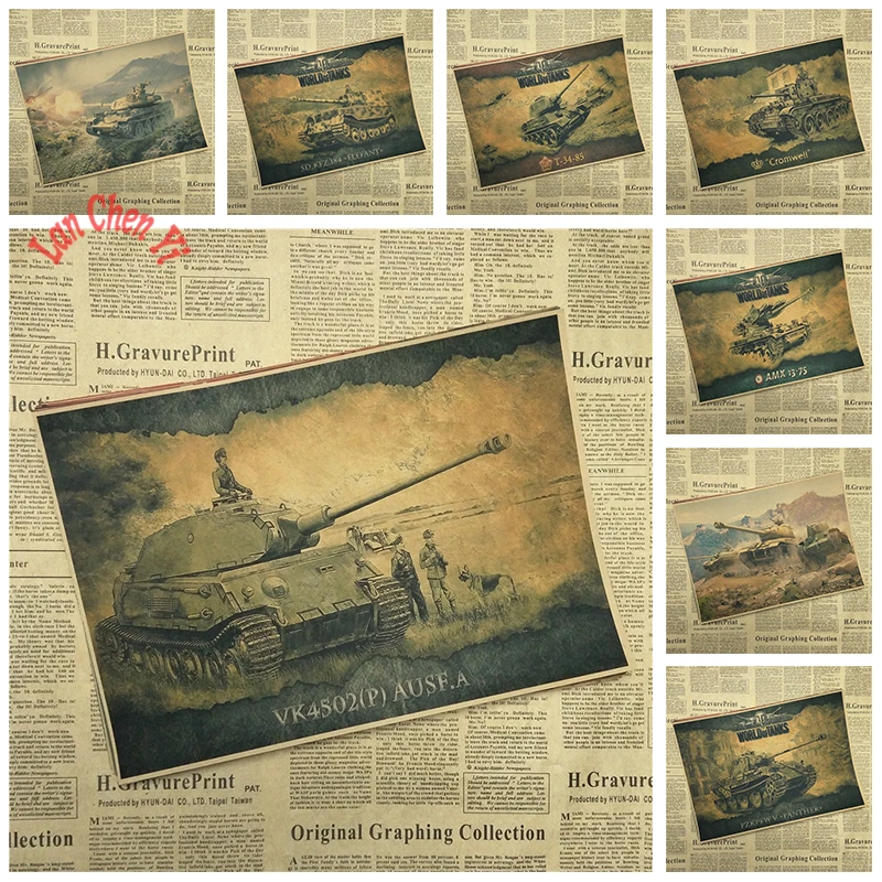 

World of Tanks 1 Classic Game Kraft Paper Poster Bar Cafe Living Room Dining room Decorative Paintings