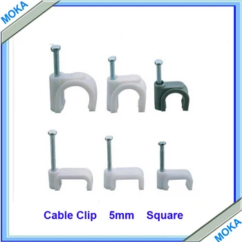 

Free Sgipping Good Quality 500 pcs a Lot Flat /Square Heavy Duty Wire Clip PE Steel Electric Wire Cable Clips For 5mm Cable