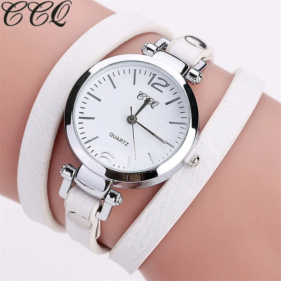 CCQ брендовые модные часы-браслет с кожаным ремешком женские кварцевые часы повседневные роскошные женские наручные часы Relogio Feminino горячая распродажа - Цвет: white