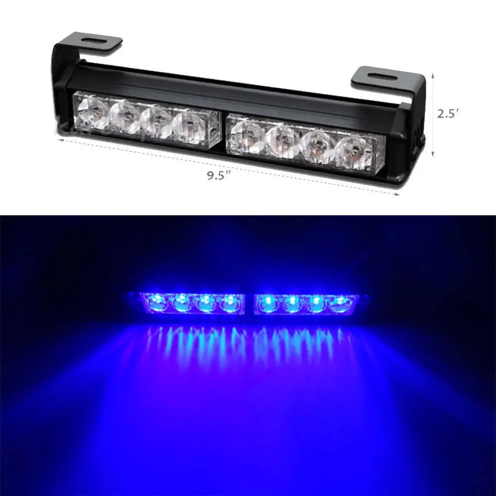 8 LED Strobe Light Bar Emergency Hazard Dash Security Warning Flashing