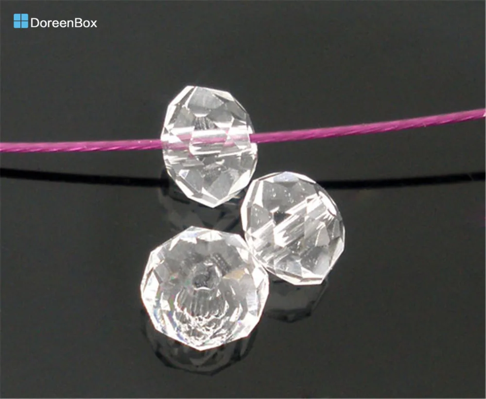 

Doreen Box hot- 200 PCs Clear Crystal Glass Faceted Rondelle Beads 5040 4mm(B05082)