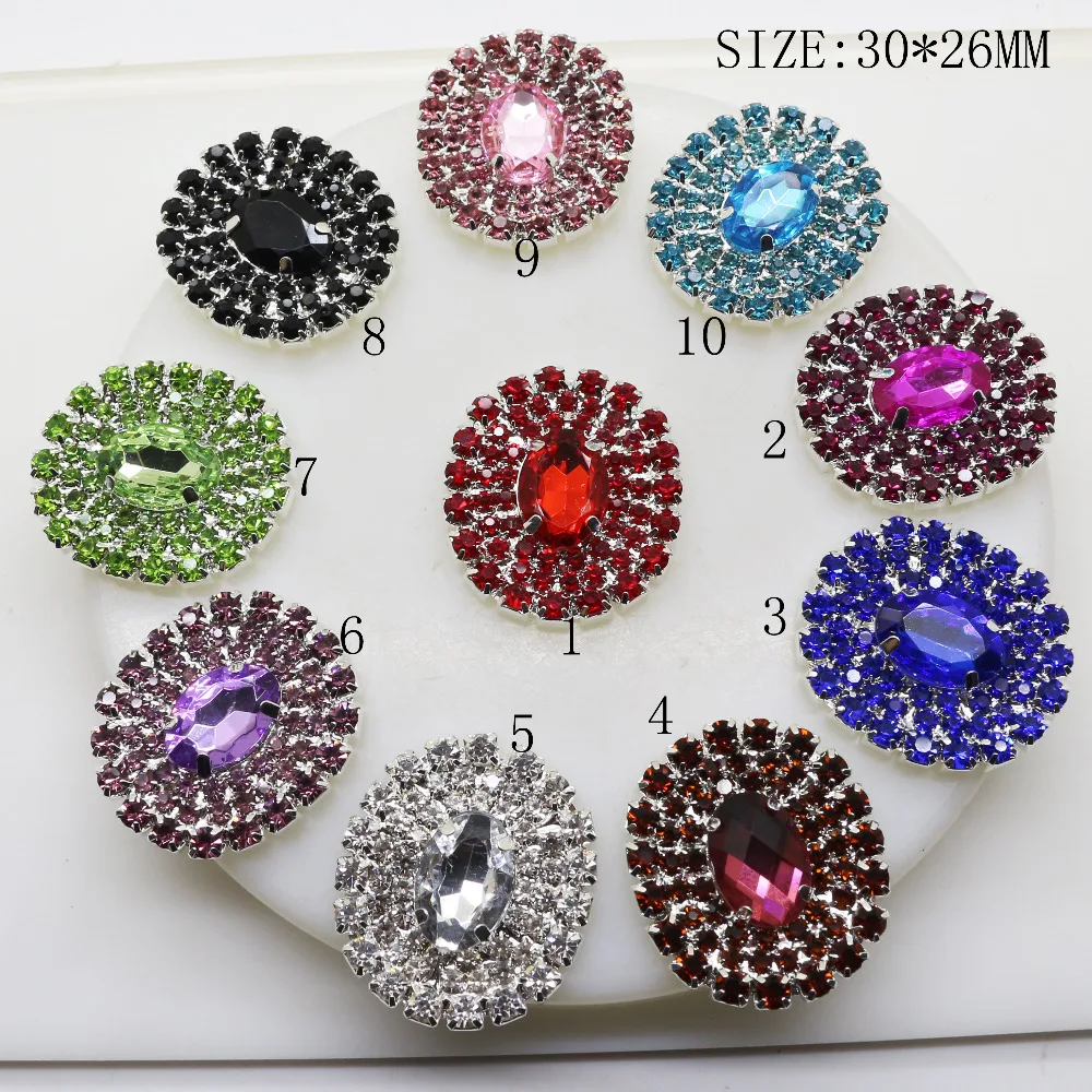 

ZMASEY New 5pcs/Lot Oval Rhinestone Buttons Holiday Party Handwork Flatback Button Decoration Small Quantity Wholesale Price