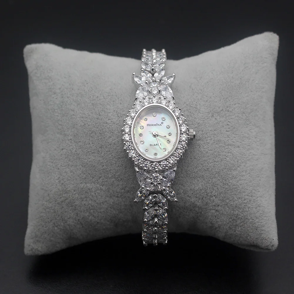 Рождественский подарок наручные часы из стерлингового серебра подходят для выпускного вечера модные часы 8 дюймов HS0013W