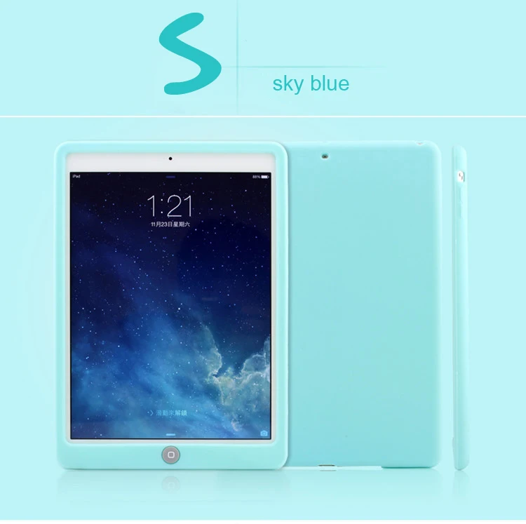 For ipad air 2 case soft silicon rubber tablet case,Solid Candy Color Cover for ipad air 2 case silicone cover mini 123      (23)