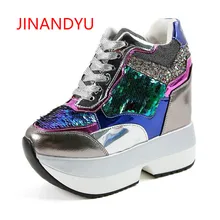 New Fashion Glitter Women's Casual Platform Wedges Shoes Ladies golden Lace Up Footwear Female Wedges High Heels Shoes for Woman New Fashion Glitter Women's Casual Platform Wedges Shoes Ladies golden Lace Up Footwear Female Wedges High Heels Shoes for Woman