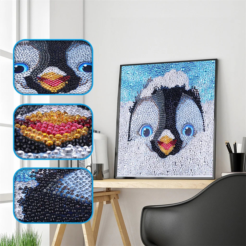 

5D DIY Full Special Shaped Diamond Painting Cross Stitch Diamond Embroidery Crystal Cute Penguin Baby Cartoon Kids for Gift