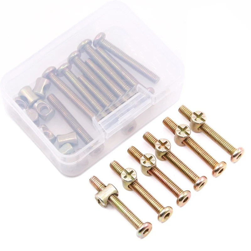 

M6 x 35mm Zinc Plated Hex Drive Socket Cap Furniture Barrel Screws Bolt Nuts Assortment Kit for Furniture Cots Beds Crib and C