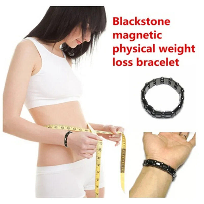 Потеря веса круглые браслеты из черного камня черный Healf Moon Магнитный черный камень магнитотерапия для похудения браслет забота о здоровье