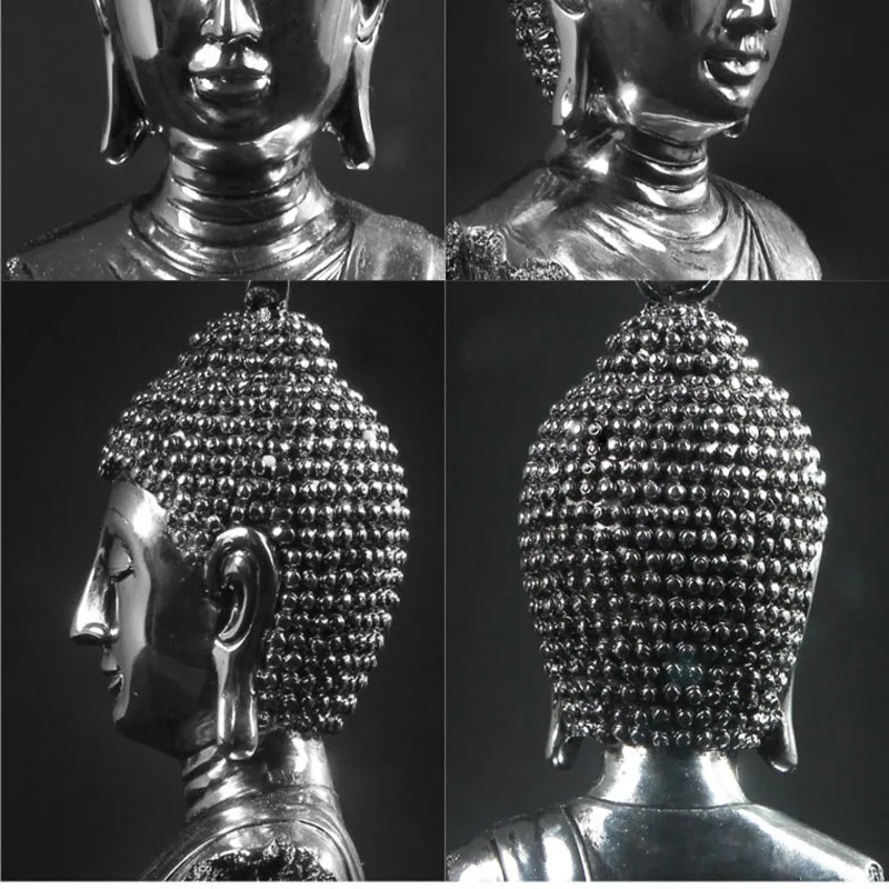 Buddha Head Statue Resin Thailand Buddha Sculpture Hindu Fengshui Figurine Hotel Living Room Meditation Miniature Home Decor (4)