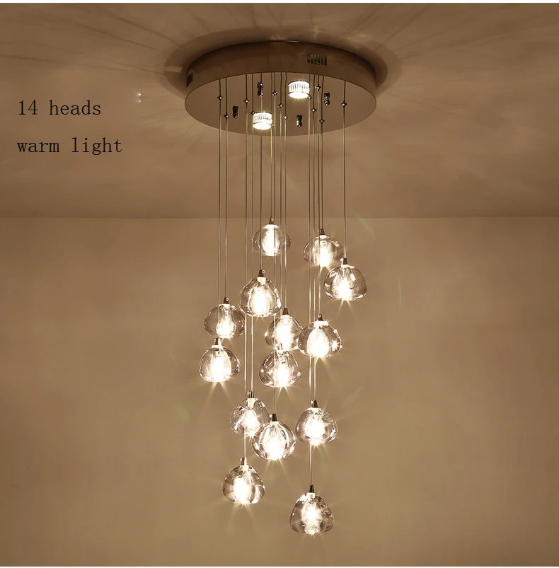 Chuva de Meteoros Lâmpada de Cristal de Luz Pendant Criativo Europeu-estilo Luxo Lâmpadas Led Moderm Vidro Indoor Iluminação Restaurante 12 Chuva de meteoros Lâmpada de Cristal de
