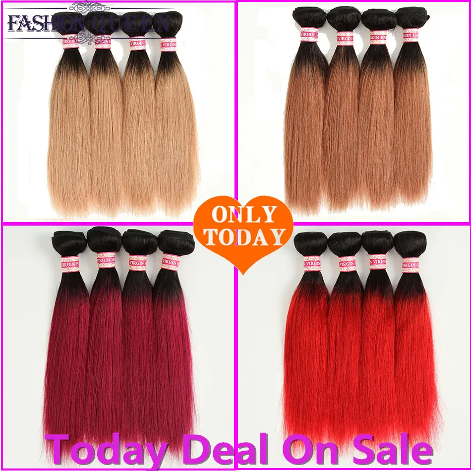 

Brazilian Two Tone Ombre Brazilian Straight Hair 3pcs1b/27 Ombre Straight Hair Weave Bundles 1b/Burgundy Red Human Hair Bundles