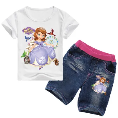 Комплект одежды для девочек 2-12 лет; одежда принцессы Софии; летняя одежда для маленьких девочек; Детский костюм; комплекты с рубашкой