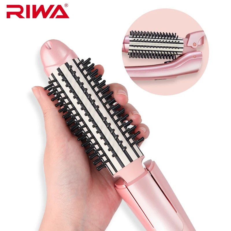 

Riwa Hair Straightener Brush Electric Comb Ceramics Folding Professional Straightening brush Hair Curler Curling Flat Iron