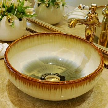 

Glazed Bathroom Lavabo Ceramic Counter Top Wash Basin Cloakroom Hand Painted Vessel Sink bathroom sinks ceramic vessel sinks