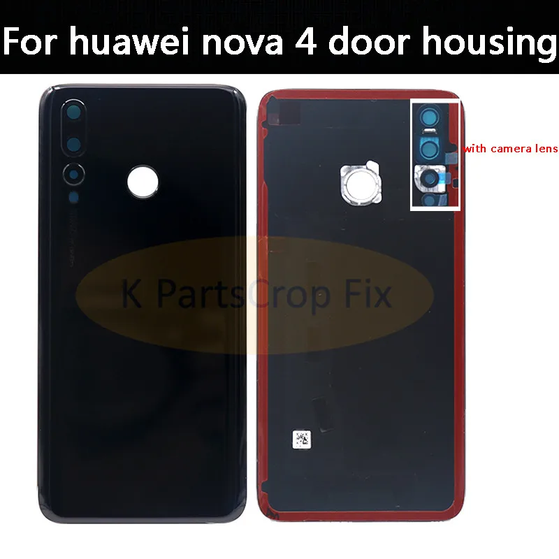 

For Huawei nova 4 Battery Cover Rear Glass Door back Housing Case VCE-TL00 VCE-AL00 Battery Cover With Camera Lens Replacement