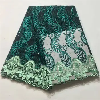 

teal green African Lace Fabric 2018 Nigerian french lace wit Beaded High Quality French Tulle Lace Fabric For Women for party-35