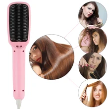 דיגיטלי חשמלי מברשת Detangling מסרק ברזל מחליק שיער יישור איירונס שיער מברשות סטיילינג ורוד ברזל שטוח